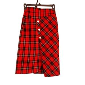 Maje Rouge Asymmetrical Plaid Pencil Skirt 34